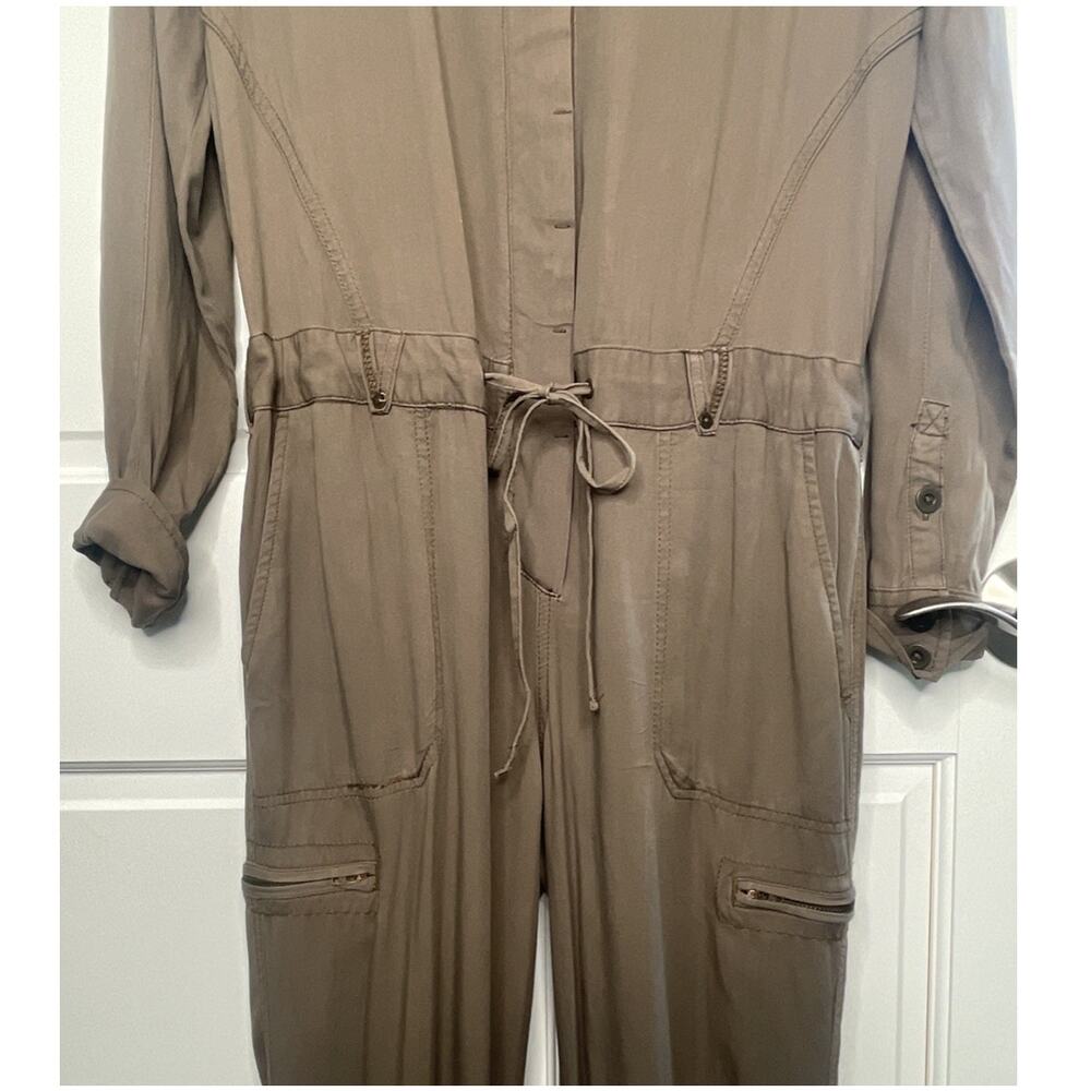 Free People Women's Utility Pantsuit Sz 4 100% Rayon Cargo Jumpsuit Boho - Picture 5 of 16